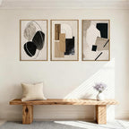 BINCUE Abstract Modern Wall Art Framed Neutral Wall Paintings Elegant Modern Artwork Abstract Neutral Wall Pictures for Living Room Bedroom Bathroom Office 16x24 Inch Set of 3 Gift