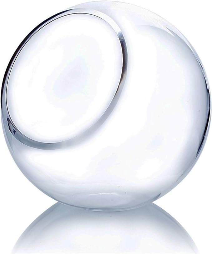 WGV Slant Cut Bowl Glass Vase, Width 7.5", Height 7.5", Clear Round Globe Planter Terrarium Orb, Candy Dish, Fruit Jar, Floral Container for Home Office Decor, 1 Piece