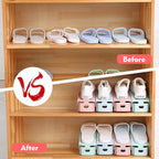 Bibabala Shoe Slots Organizer, 10 Pack Adjustable Shoe Rack Stacker Storage Space-Saveing 50%, Double Deck Shoes Rack Holder for Shoes Holder Organization, Closet Organization(Pink)