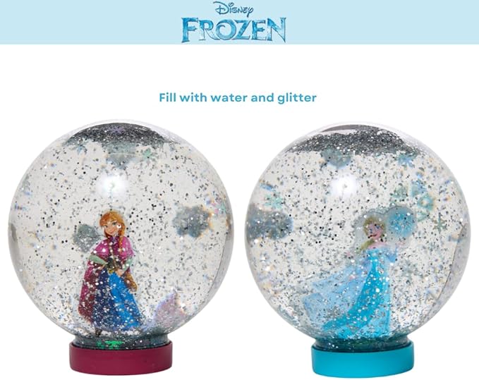 Disney Frozen Snow Globe Kit, DIY Snow Globe, Includes 2 Globes, Glitter, Sequins, Stickers – Elsa and Anna