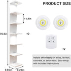 Fixwal 7 Tier Wall Mounted Shelf Set of 2 White Lack Wall Shelf with LED Lights Floating Shelves for Home Decor Organizer Display
