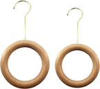 2 Pcs Natural Wood Scarf Hanger Ring Holder with Gold Hook Organiser Storage Hanger for Shop Display Wardrobe Closet Scarves Shawl Tie Belt Towel Necklace Jewellery Accessory Rack