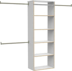 ClosetMaid SuiteSymphony Hanging Closet Kit Includes (1) Tower, (3) Closet Rods, and (6) Shelves, White