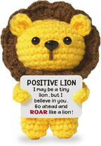 Positive Lion Gifts Love Support, Encouragement Christmas Birthday Gift for Women Men, Crochet Octopus Doll with Emotional Cards