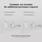Small Bedside Table Lamp for Bedroom-Reading Desk Lamp Set of 2,with 3 Color Temperatures,15.5" Nightstand Ceramic Lamp with Fabric Shade for Kids Room,Living Room,Dorm,Home Office(White)