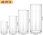 Fixwal 48pcs Clear Glass Cylinder Vases, 4, 6, 8, 10 Inch Tall Cylinder Vases for Centerpieces, Glass Flower Vase, Floating Candle Holder Vase for Table Shelf, Party, Wedding, Home Decor