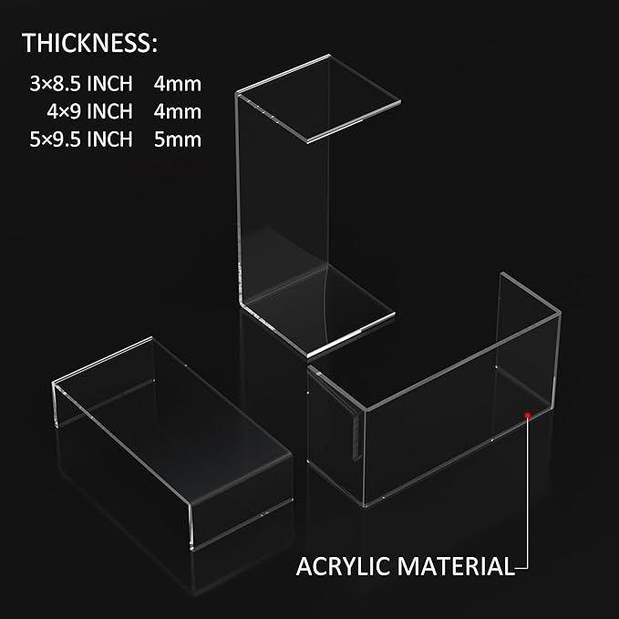 Sezanrpt 8.5x9x9.5 Inch Acrylic Risers Display Stands 3pcs, Rectangular Display Risers 3 Steps, Clear Acrylic Stand for Brand Store, Retails