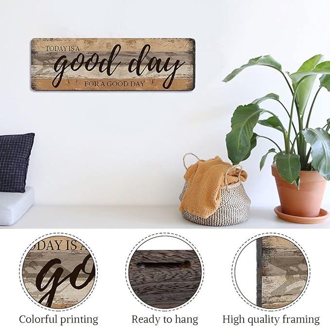 Inspirational Wall Art - Today is A Good Day for A Good Day - Decorative Hanging Wood Wall Plaque Sign Farmhouse Wall Art 16x5 Inches