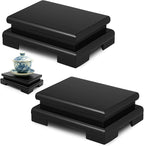 Chunful 2 Pcs Rectangle Wooden Display Stand 5.1 x 3.7 x 1.8 Inch Wood Vase Display Base Black Pedestal Stand Rectangle Vase Riser for Vases Teapot Trophy Collectibles Aquarium Lamp Home Decoration