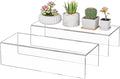 Sezanrpt Acrylic Shelf Riser 12x4.7x3 pack of 2, Desktop Rectangular Acrylic Tray Pedestal Stand for Funko Pop Figure, Bags, 12x4.7x3 Inch