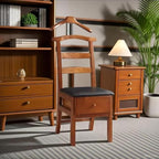 Chair Valet, Freestanding Suit Valet Stands for Women and Men with Drawer Trouser Bar and Tie Bar Wooden Chair Valet Stand Accessory Clothes Organizer,Wooden，45.7 * 58.4 * 111.8cm