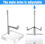 16 PCS Adjustable Metal Arms Display Stand, 2 X 2 X 3.5 Inch Small Rock Display Stand with Acrylic Base Small Displays Easel Holder Crystal Displays Stands for Picture Coral Geodes Mineral Agate