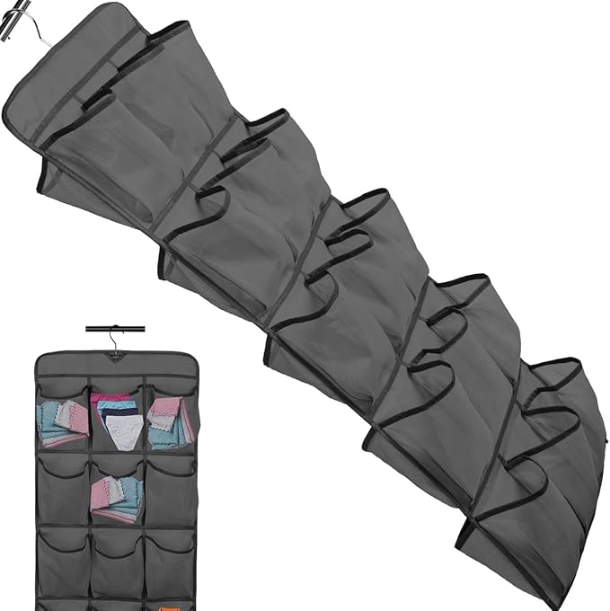 2Pcs 30 Large Pockets Dual Sided Hanging Shoe Organizer for Closet Shoe Storage Shelves with 360 Rotating Hanger Space Saving Storage Bag Hanging Shoe Rack for Bedroom Laundry Room,Black