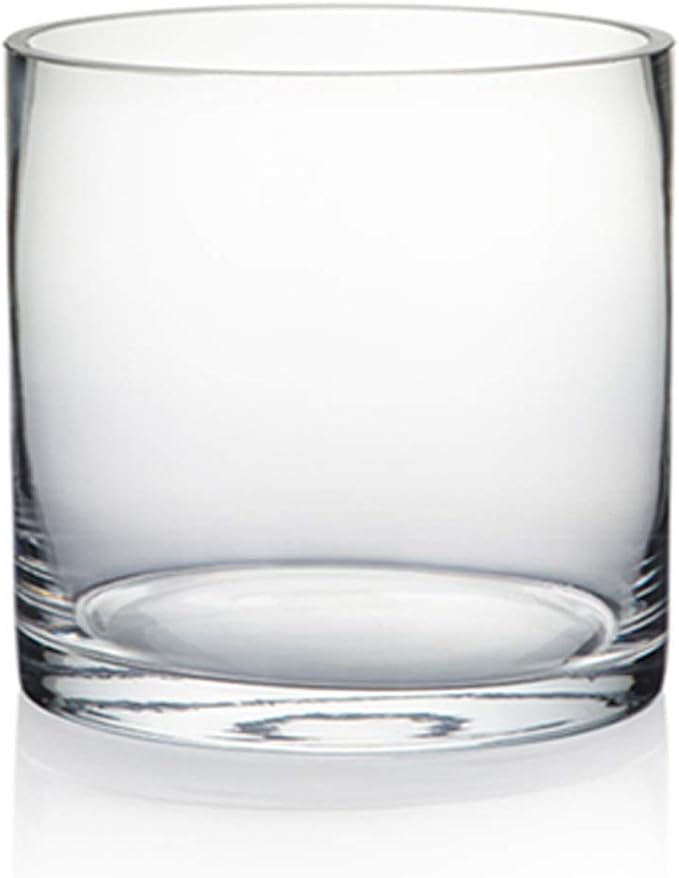 WGV Cylinder Vase Bulk, Diameter 5", Height 5", Clear Glass Floral Planter Container, Floating Candle Holder for Wedding Party Event Home Office Decor, 6 Pieces