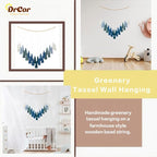 DrCor Ombre Green Boho Macrame Garland – Rustic Yarn Wall Hanging for Living Room, Bedroom or Entryway Decor, Forest Green Mantel Banner, Farmhouse Party or Wedding Decoration