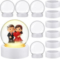 Irenare 12 Pcs 3.9 Inch DIY Snow Globe Kit, 6 Make Your Own Snow Globe Craft 6 LED Light Wood Base Clear Plastic Dome for Wedding Engagement Bridal Shower Decor Anniversary Wife Gift