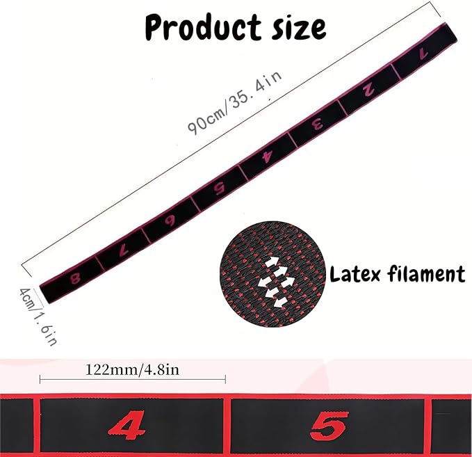 （2Pcs） Numbered Resistance Bands for Glutes & Yoga, Adjustable Pull Rope for Full Body Workout, Arm Leg Exercise Equipment for Home Gym Training(Red&Purple