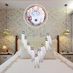 Wolf Dream Catcher, Handmade White Feather Dream Catchers Gift Wall Decoration Dreamcatchers