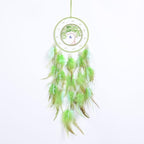 Pretty Jolly Green Tree of Life Dream Catcher Wall Decor with Luminous Beads Handmade Crystal Stones Dreamcatchers Wall Hanging with Small Butterfly Pendant for Bedroom Wedding Party Wish Gift