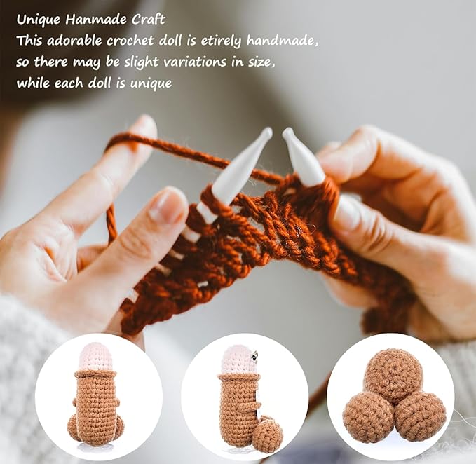 Positive Crochet Emotional Support Pickle Plushies Weird Stuffed Animal Funny Things Gag Gifts for Men Friends, Boyfriends, Husband Adult (Brown JJ-1pcs)