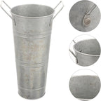 Alipis Metal Umbrella Stand Rack Standing Umbrella Holder Bin Canes Walking Sticks Holder Galvanized Metal Vases Farmhouse French Bucket with Handles Silver