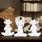 Suoedd White Frog Figurines Yoga Decor Set of 3 –Frog Yoga Statues for Modern Living Room Table Office Bookshelf Shelves Home Sculptures Decor