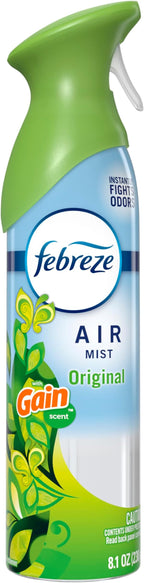 Febreze Air Mist, Air Freshener Spray, Odor Fighting Room Spray, Deodorizer for Home Bathroom Kitchen Office Apartment Dorm Room Classroom, Gain Original Scent, 8.1oz (Pack of 6)