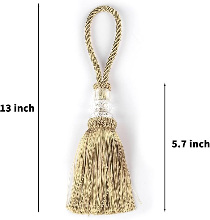 2 Pack Gold Tassels with Loops, Door Knob Tassel Large Handmade Tassel Craft, DIY Accessories for Home Decoration (Gold, 2)