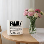 Funny Wood Sign, Family A Little Bit Of Crazy A Little Bit Of Loud And... Housewarming Gift, Box Sign Decor Tabletop, Living Room Decor, Hallway Decoration, 5.1x5.1inches