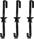 3 Pcs 15 Inch Wreath Hanger for Front Door Star Pattern Garland Hanger Over The Door Metal Door Wreath Decoration Hanger Hook for Various Festive Wreaths Hanging Towels Coats Etc (Black)