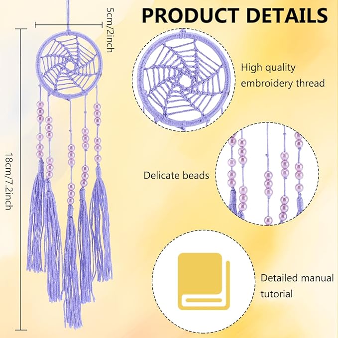 INFUNLY 12PCS DIY Boho Mini Dream Catcher Kit Rainbow Color Small Dream Catcher Kit for Starters Handmade Dreamcatchers with Instruction Wall Hanging Ornament for Home Bedroom Christmas Craft Gift