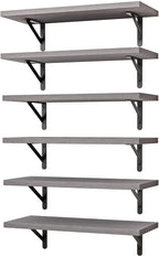 YGEOMER 16.5 Inch Floating Shelves for Wall, Farmhouse Wall Shelves for Bedroom, Bathroom Storage, Living Room and Kitchen Decor (Set of 6 Grey)