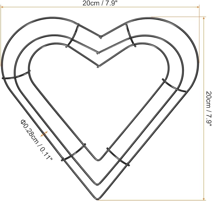 PATIKIL 8 Inch Christmas Wire Wreath Frame, Metal Heart Shape Dream Catcher Rings Macrame Wreath Floral Hoop for Home Car DIY Craft Wedding Wall Hanging Decorations, Black