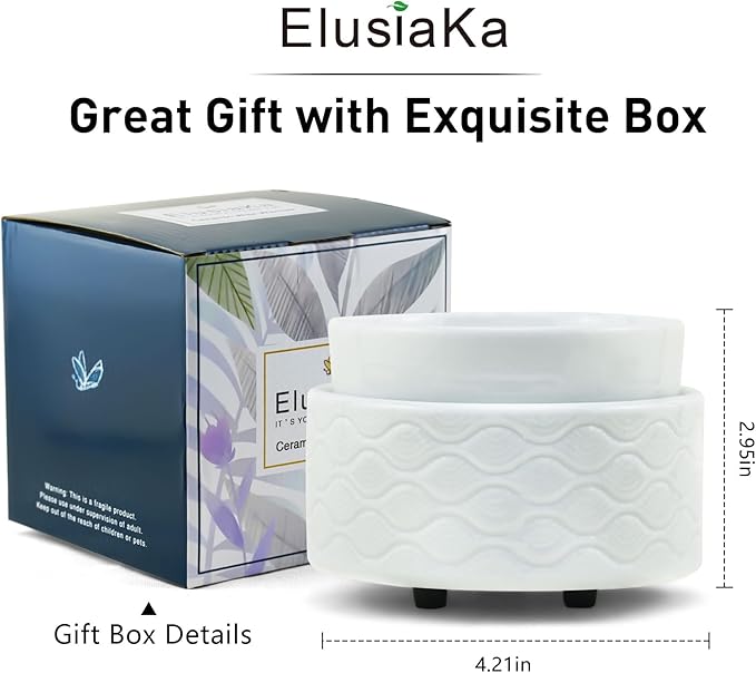 7-Color Changing Wax Melt Warmer, Modern Ripple Design 3-in-1 Electric Candle Warmer with Large Melting Dish, Ceramic Scented Wax Melter Essential Oil Burner for Home Aromatherapy, White