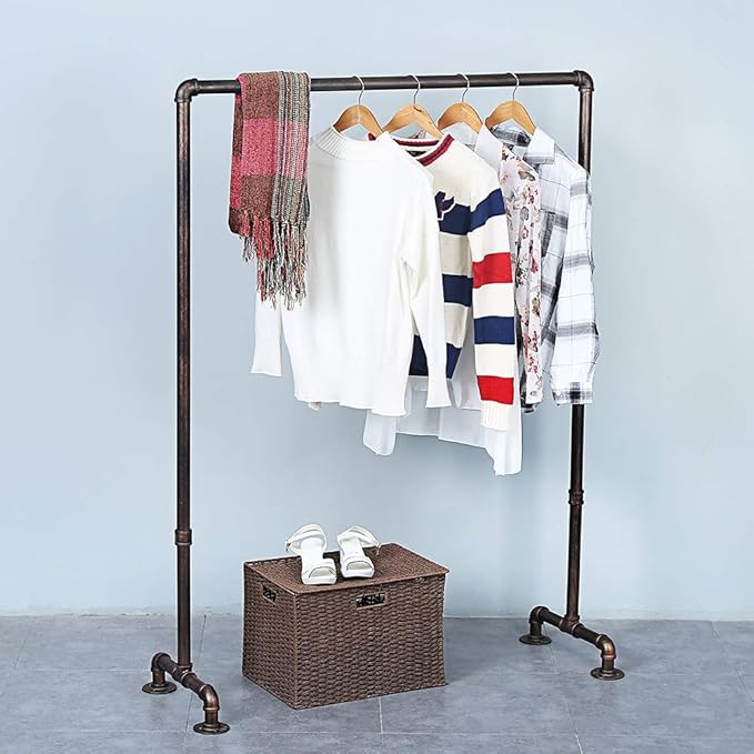Industrial Pipe Clothing Rack 59in,Clothes Racks for Hanging Clothes,Heavy Duty Garment Display Rack