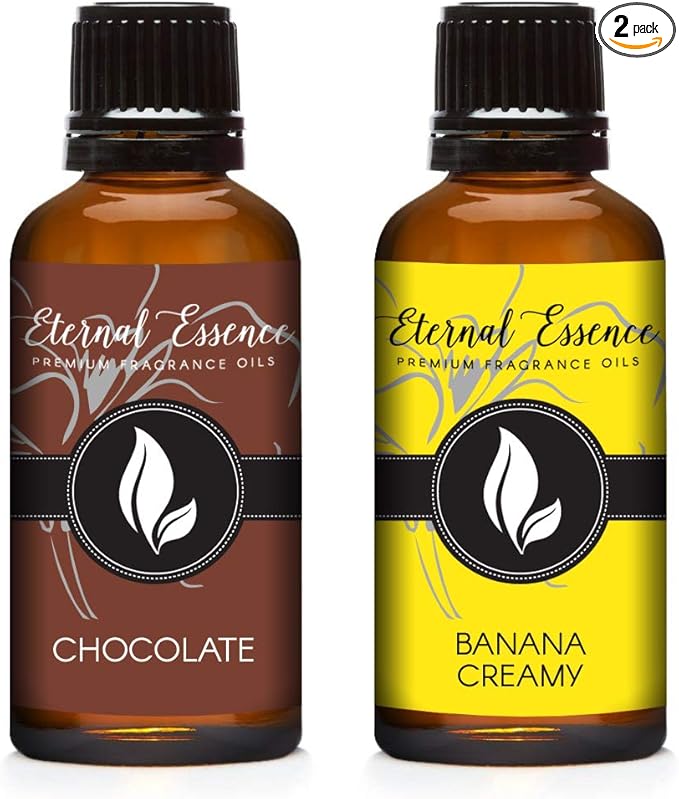 Eternal Essence Oils 2 Pack 30ml Premium Fragrance Oil - Chocolate & Banana Creamy - for Candle, Soap Making, Aromatherapy, Diffusers, Home Care, & Humidifiers