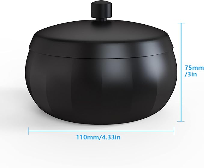 Ashtray for Cigarette JSVER Stainless Steel Ashtray, Smokeless Odorless Ash Tray with Lids, Tabletop Ashtrays For Home Office Outdoor Balcony (Black)