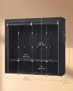 SONGMICS Portable Closet, Wardrobe Closet Organizer with Cover, 4 Hanging Rods and Shelves, 4 Side Pockets, 17.7 x 66.9 x 65.7 Inches, Large Capacity for Bedroom, Living Room, Ink Black URYG094B02
