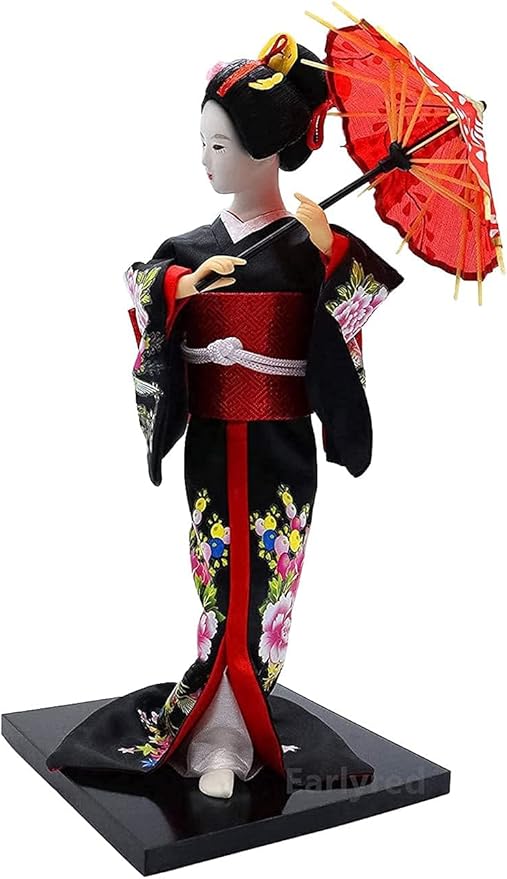 Earlyred 12 Inch Japanese Geisha Kimono Doll 30cm Asian Kimono Doll Collectible Figurine Decoration Gift Red