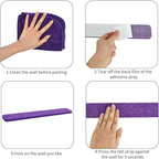 Vuzvuv 8 pcs Bulletin Board Bar Strips with 50 Pushpins & 10 Wooden Clip pins，Self Adhesive Cork Board for Wall，Felt Pin Board for School，Office Decor(Purple)