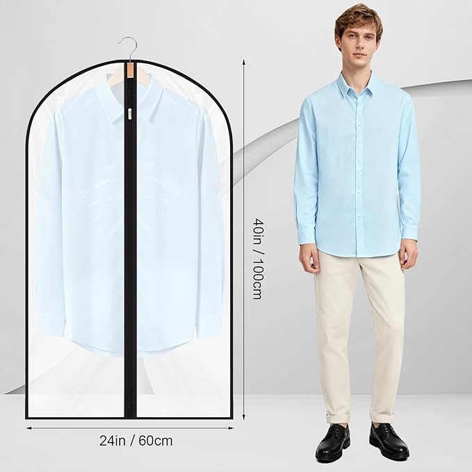 12 Pack Garment Bags 60 * 100cm, 40in PEVA Translucent Garment Covers, Suit Storage Bags, Dress Organizer Bags Used To Protect Shirts, Winter Coats, Jackets