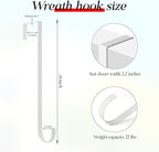 MCFULL 14 in Wreath Hangers for Front Door,Sturdy Metal Wreath Doors Hangers,Over The Door Hooks for Front Porch Decor,White Garland Hooks Holders for Halloween Christmas Decorations2 Packs