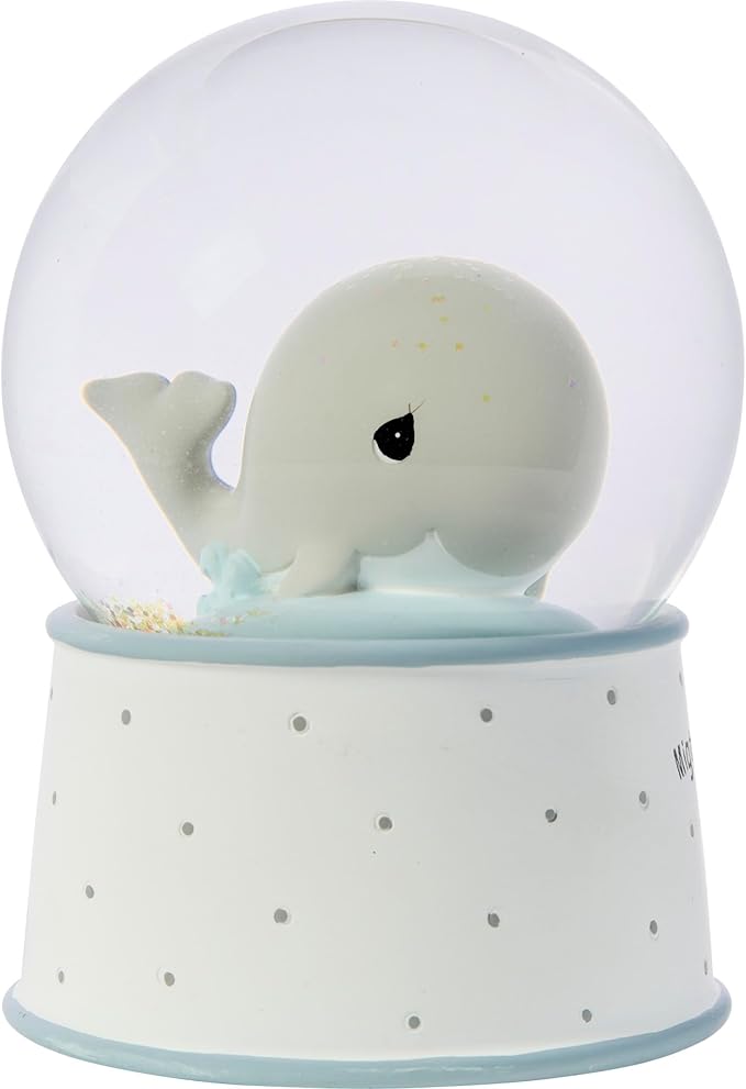 Precious Moments Mightier Than the Waves Brahms' Lullaby Whale Musical Resin/Glass Snow Globe, One Size, Multicolor