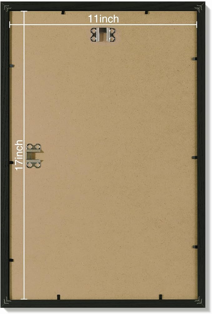 Vittanly 11x17 Picture Frames Set of 9, Shatter Resistant Plexiglass, Display 8x12 Pictures with Mat or 11x17 without Mat, Photo Frames for Wall Mount, Engineered Wood, Black