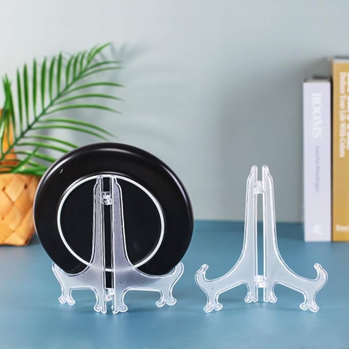 Artliving 7" Clear Plastic Easels or Stand/Plate Holders to Display Pictures or Other Items at Weddings, Home Decoration, Birthdays, Tables (24 Pack)
