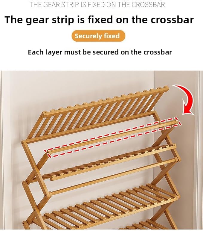 Bamboo Shoe Rack Organizer, 2-10 Tiers, Natural or Tea Color, No-Tool Assembly, Foldable Storage Shelf (Gem Green 4-Storey 100)