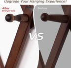 16 inch High Accordion Wall Hanger with 14 Hooks, Wooden Wall Expandable Coat Rack for Coat, Hats, Baseball Caps, Coffee Mug, Jewelry