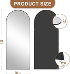 Delma Full Length Mirror, Large Floor Mirror for Wall, Bedroom, Bathroom, Living Room with Aluminium Frame (Stand, Arch 70x30, Black)