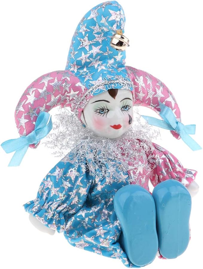 Maxyoung 8 Inch Porcelain Clown Doll Vintage Dolls Figurine, Collectible Figure, Hand Painted Toy, Christmas Halloween Birthday Gift, Movable Joints