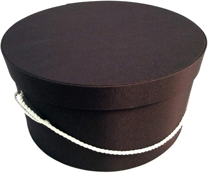 Sarah's Hat Boxes Classic Brown Hat Box – 14.75" x 7.5" (Dia. x Ht.) Handmade in USA – Odorless Non-Toxic Adhesive, Cording Handle – Premium Storage for Hats & Accessories